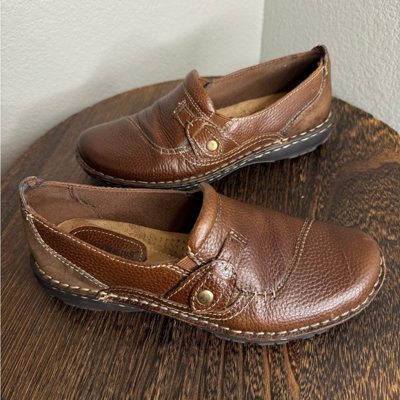 Earth Origins Shoes - Earth Origin Size 7.5 Brown Leather Slip On Loafers Casual Walking Shoes Comfort